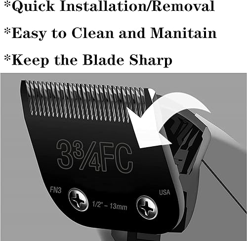 Miniatura 7 de Cuchillas de acero desmontables para perros y mascotas, tamaño 3 34 FC, compatible con longitud de corte Andis de 12 pulgadas (0.512 in), compatible