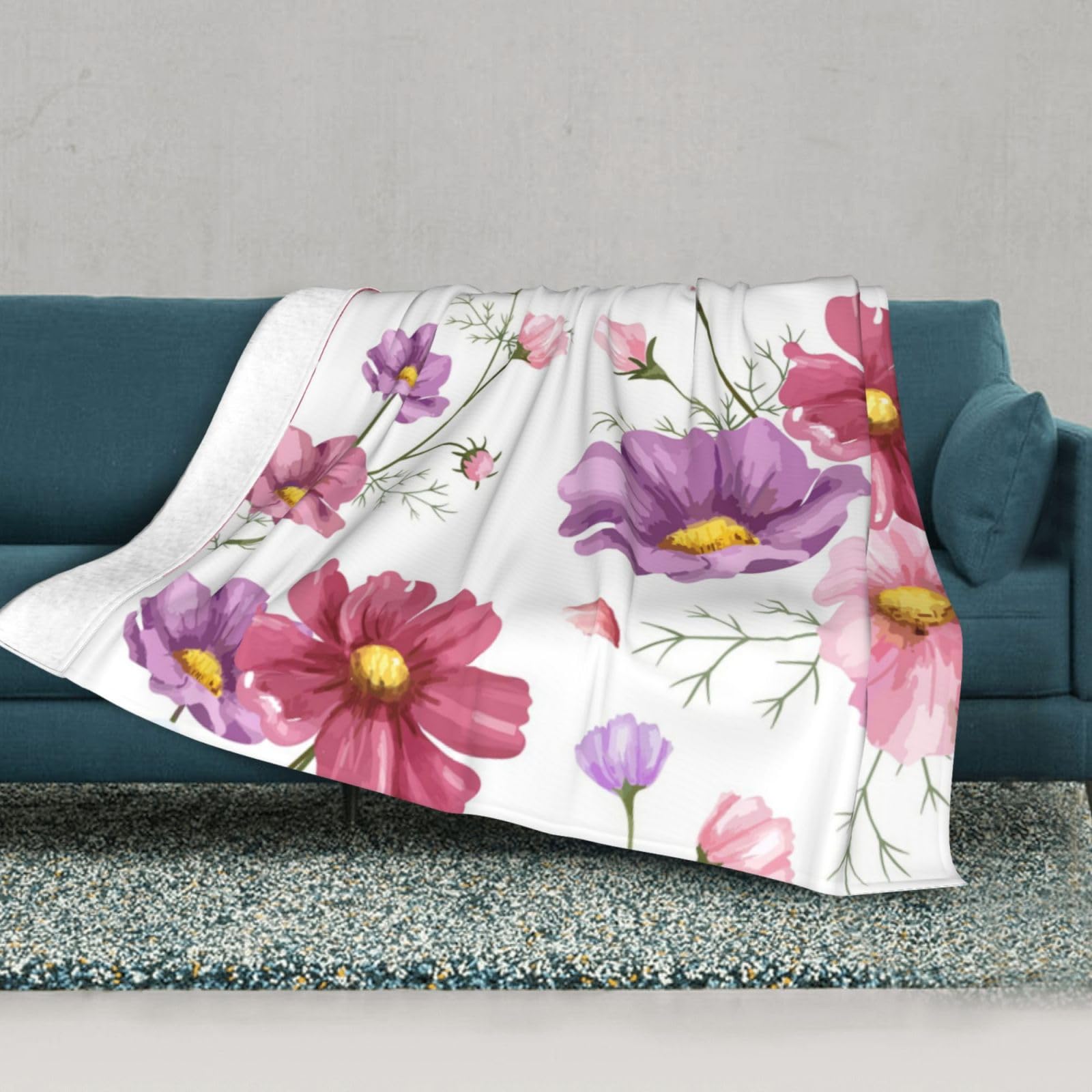 OPSREY Bellissimi fiori colibrì stampato morbida coperta di flanella calda coperta da viaggio portatile