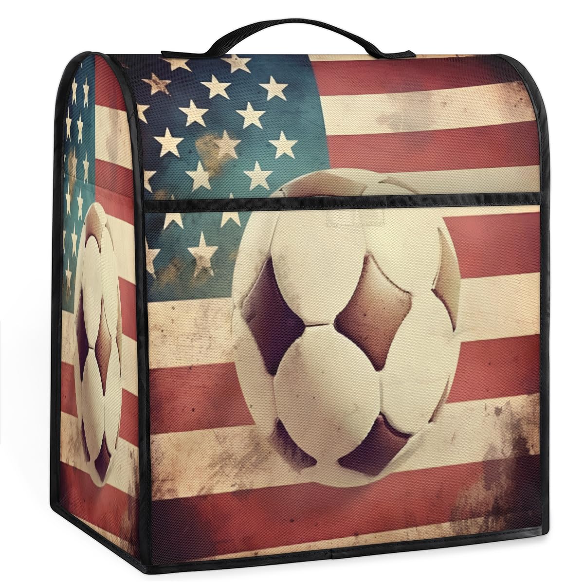 Coffee Maker Cover American Flag Soccer Kitchen Appliance Covers Small Appliance Covers Blender Cover Juicer Cover Dust Covers for Kitchen Appliances with Top Handle and Pockets,Washable,C940
