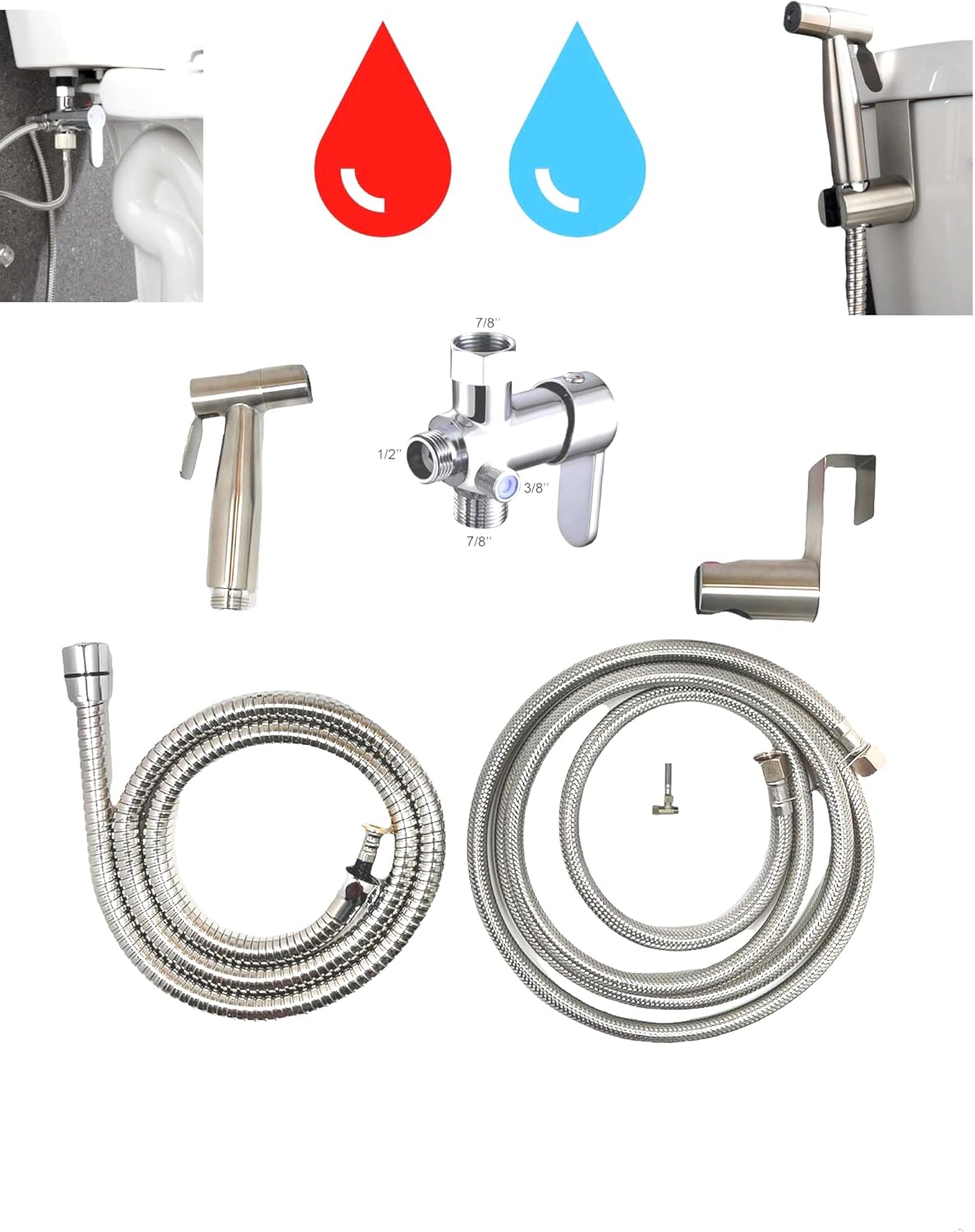 Heated bidet sprayer set, Handheld Hot and Cold Bidet sprayer, Warm