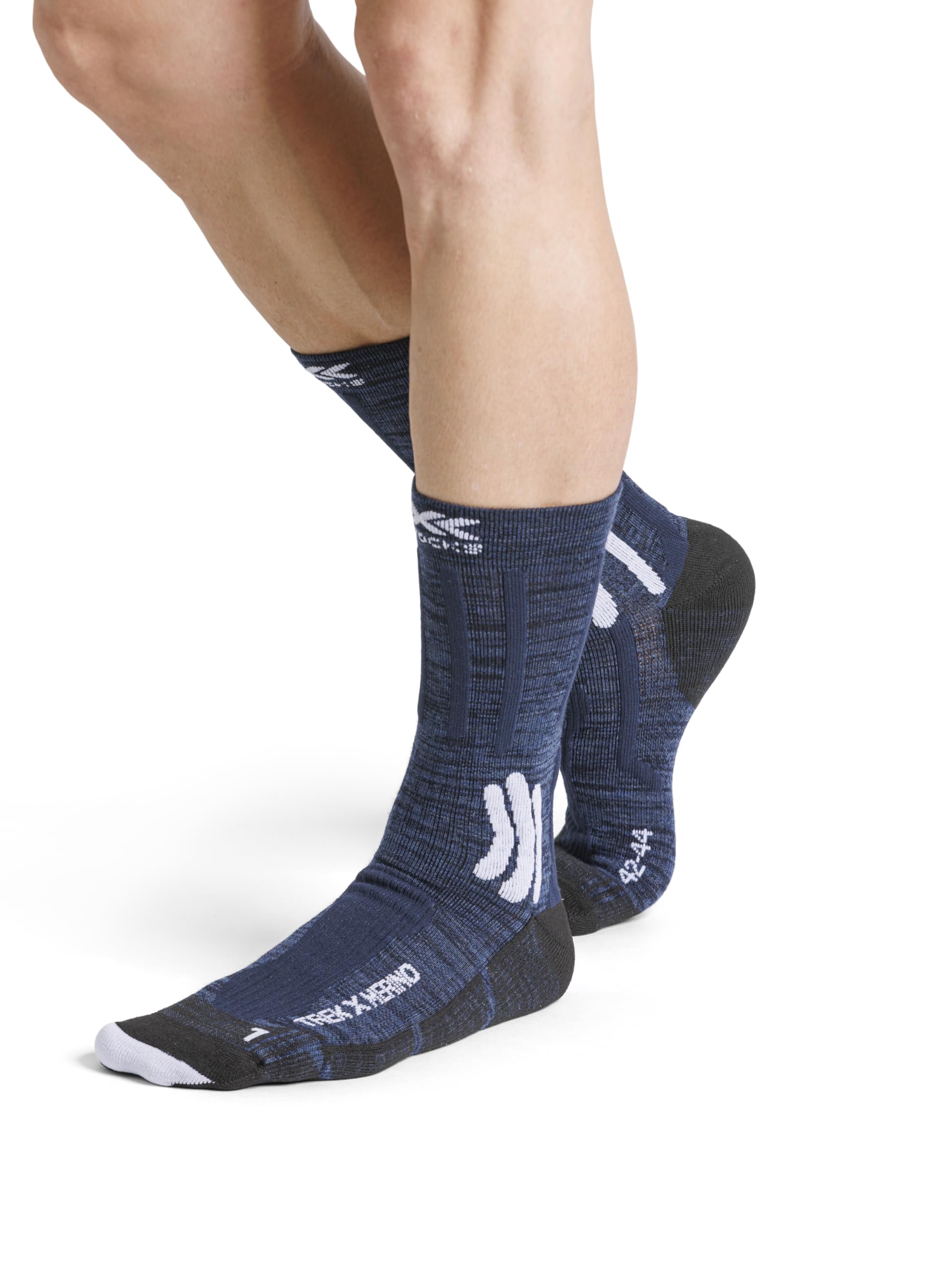 X-BIONIC 4.0 Trek X Unisex Merino Socks for Hiking and Mountaineering - Zaawansowane zarządzanie wilgocią, stabilizacja stopy i kontrola temperatury - Charcoal Mais Melange/Grey/Black, 39-41