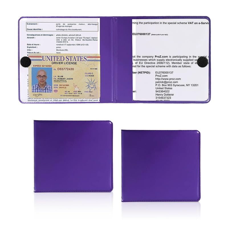 Organizador para Porta-Luvas com Fechamento Dickno para Documentos e Cartões Roxo, 2 unidades