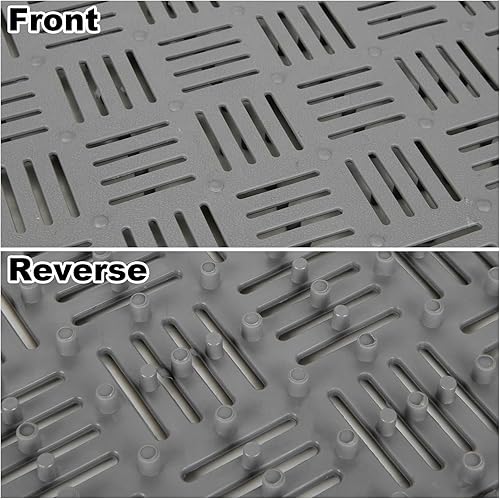 Miniatura 4 de Paquete de 12 tapetes de drenaje antideslizantes de 12 x 12 pulgadas, tapete modular de empalme de PVC suave, tapete de goma entrelazado para piso,