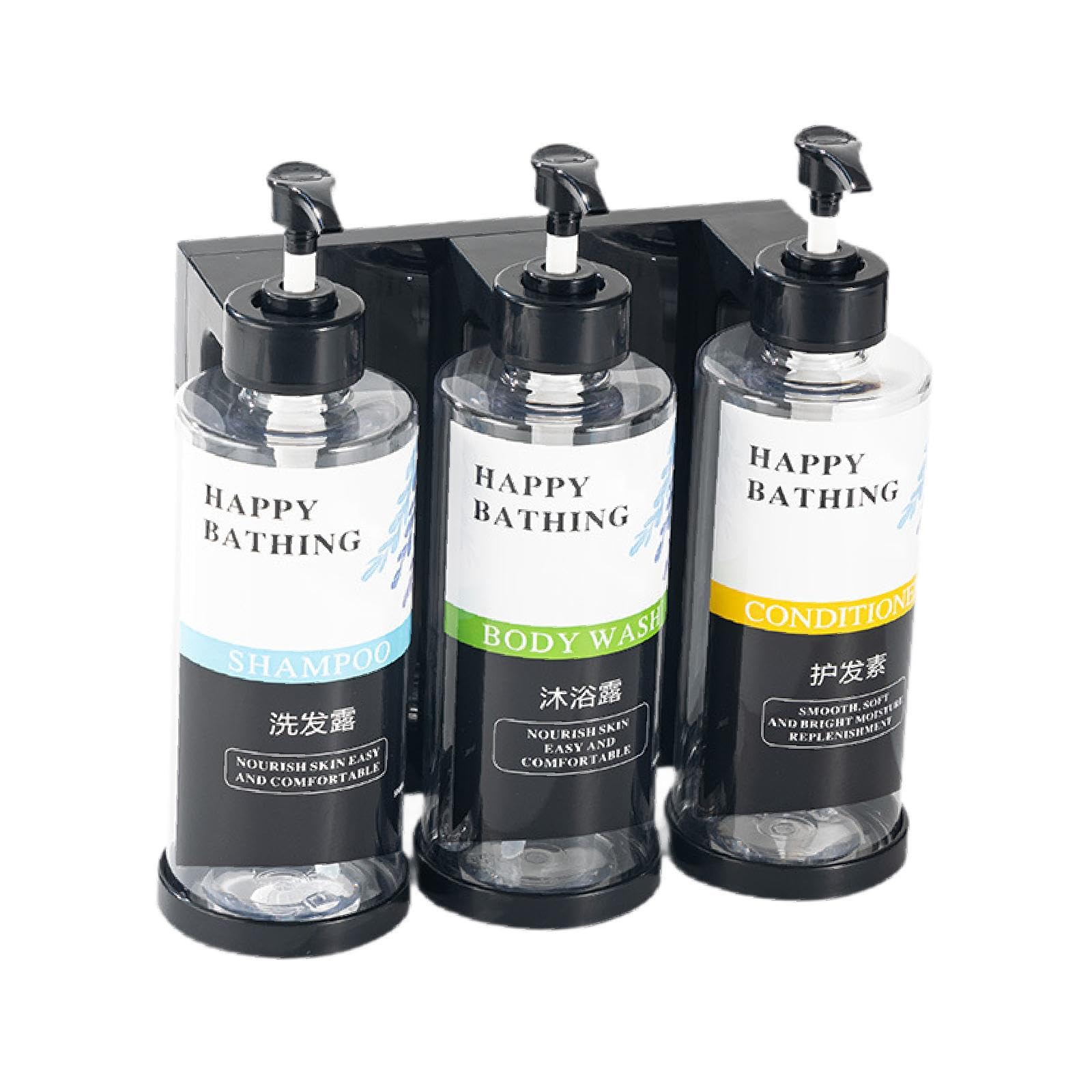 Dispensador de Jabón Líquido para Ducha con Botella Recargable Bomba Loción y Recipiente Apariencia Elegante Adecuado para Baño Hogar Oficina Cocina, 3 Ranuras claras, Individual