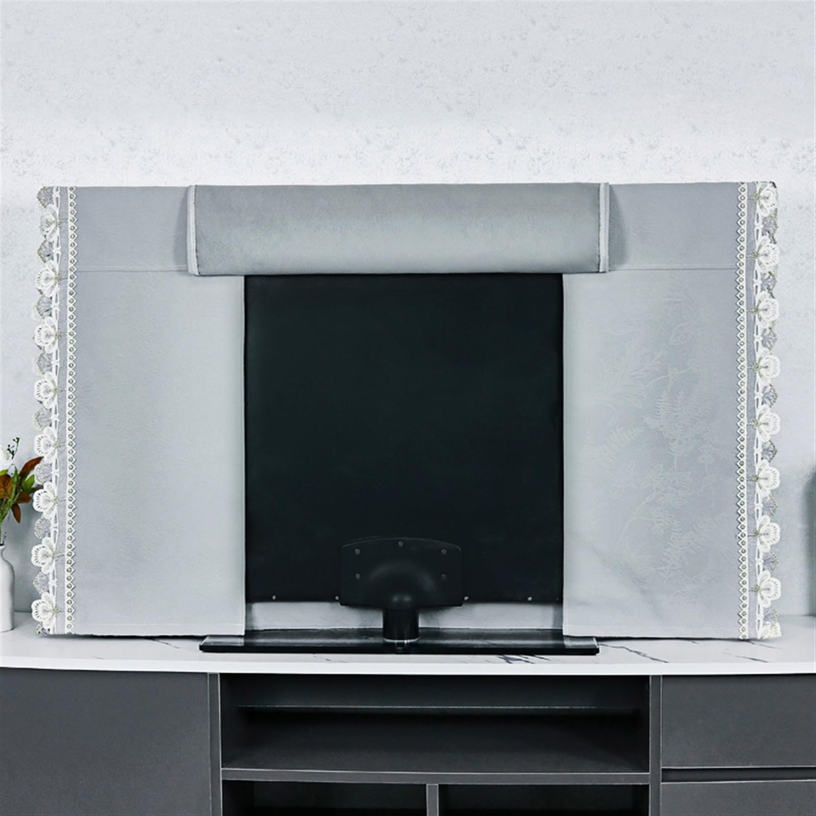 Tkanina Ochronna Pokrowiec Na Telewizor Obudowa Do Sypialni Ekranu Telewizora, Uniwersalna Osłona Przeciwpyłowa Do Telewizorów Z Płaskim Ekranem LED I LCD(Gray,58 inch/132 * 79cm)