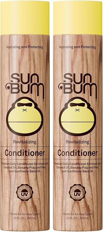 Sun Bum Revitalizing Conditioner - Hydrating and Nourishing Hair - Smoothes and Strengthens - UV Protecting - Vegan - Made Without Parabens - 10 oz,(Pack of 2)