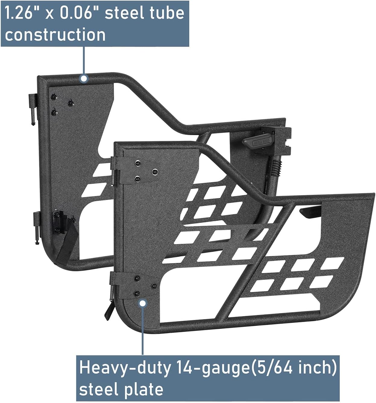 Hooke Road CJ7 YJ Tube Half Doors for 1976-1995 Jeep CJ-7 & Wrangler YJ, Heavy-duty Steel Offroad Tubular Trail Door Guards - 2PCS