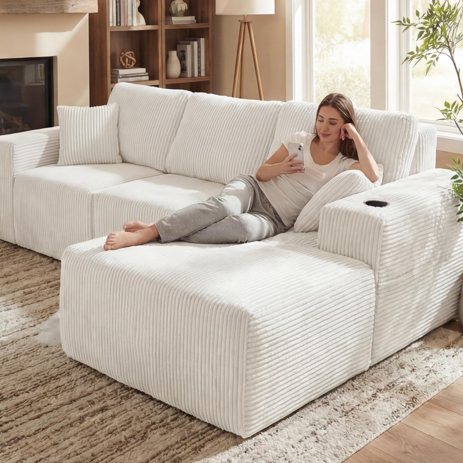 Amazon｜COZI 109インチ(277cm) 3人掛け カウチソファ L字型