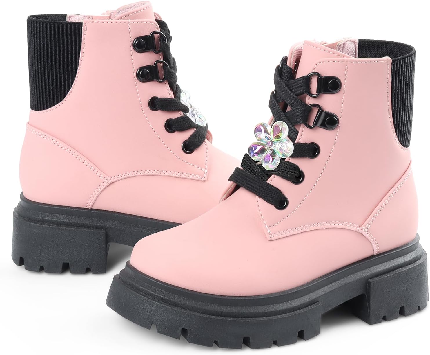 Girls Combat Boots Side Zipper Lace Up Dress Black Kuwait Ubuy