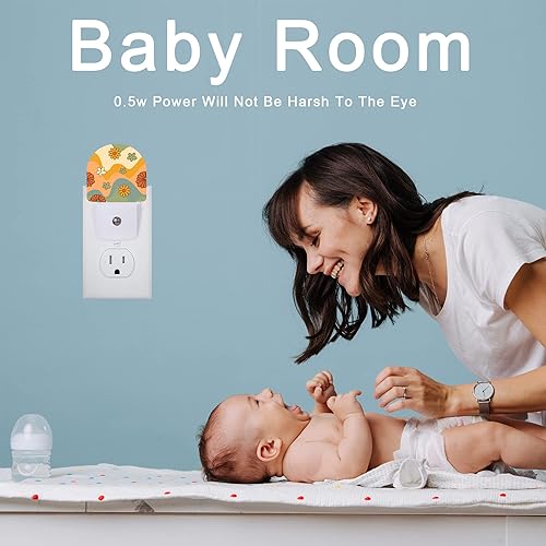 Miniatura 5 de Luz nocturna de hongos mágicos, luces nocturnas enchufables en la decoración de pared para escaleras, pasillos, cocina, luces nocturnas con sensor