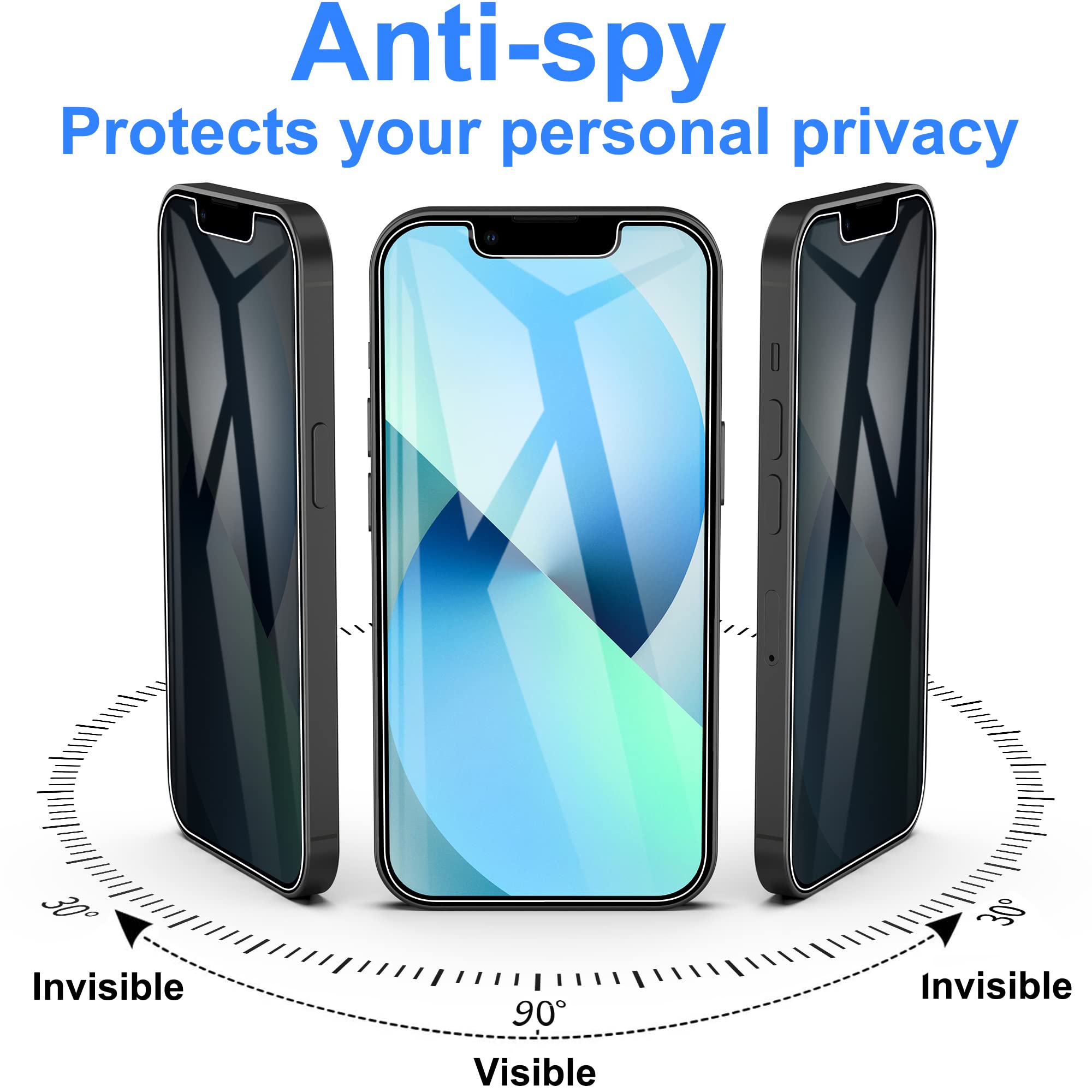 4youquality Pellicola Privacy Per IPhone 15 Pro Max – Vetro Temperato 9H Anti-spia, Confezione 2 Pezzi, Resistente Agli Urti, Supporto A Vita - 2