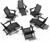 Vista 11 de Ciokea Juego de 2 sillas plegables Adirondack con otomano retráctil para hoguera, silla de patio con reposapiés extraíble, resistente a