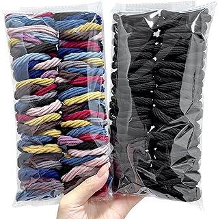 シームレスヘアタイ100本。伸縮性のあるヘアタイ、パターンテクスチャポニーテールホルダー、しわなしヘアタイ、ダメージなしヘアバンド、女性用ヘアゴムヘアタイ、太い、重い、カーリーヘア、マルチカラー
