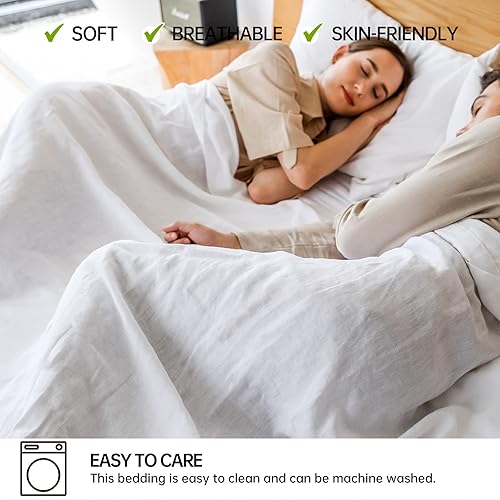 Miniatura 6 de Simple&Opulence Juego de 2 fundas de almohada 100% lino, 1 par de fundas de almohada de lino lavado natural francés con cierre de superposición,