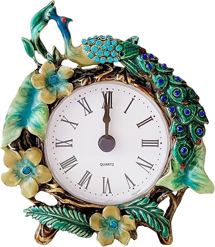 Miniatura 9 de Silent Mini reloj de mesa analógico vintage con cuerpo de metal pintado a mano y núcleo sin tictac funciona con pilas para estante, dormitorio,