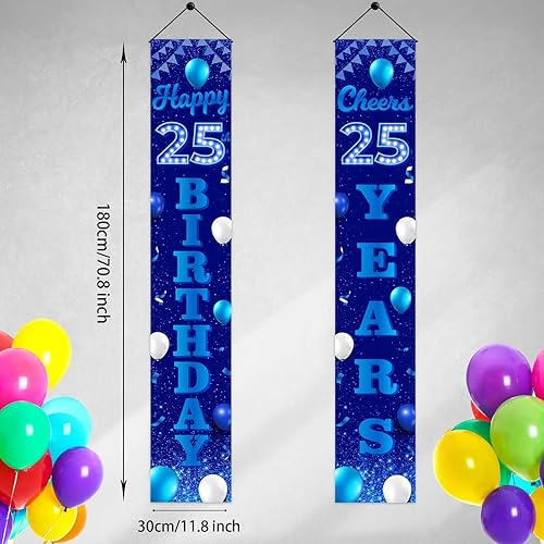 Miniatura 9 de Cartel de feliz cumpleaños número 10 color azul y negro, decoración temática de globos de confeti para niñas de 10 años, suministros de cumpleaños,