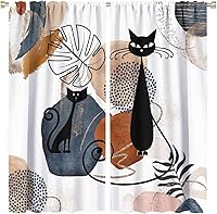 Vista 29 de JESTRONRY Cortinas de gato negro de mediados de siglo, color rosa, atómico, abstracto, vintage, bohemio, geométrico, estilo de los años 50, 60