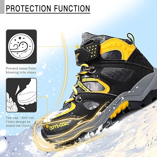 Miniatura 4 de Littleplum Boys Snow Boots Winter Waterproof Antiskid Boots Hiking Outdoor Shoes Booties for Unisex Kids (Little KidBig Kid)