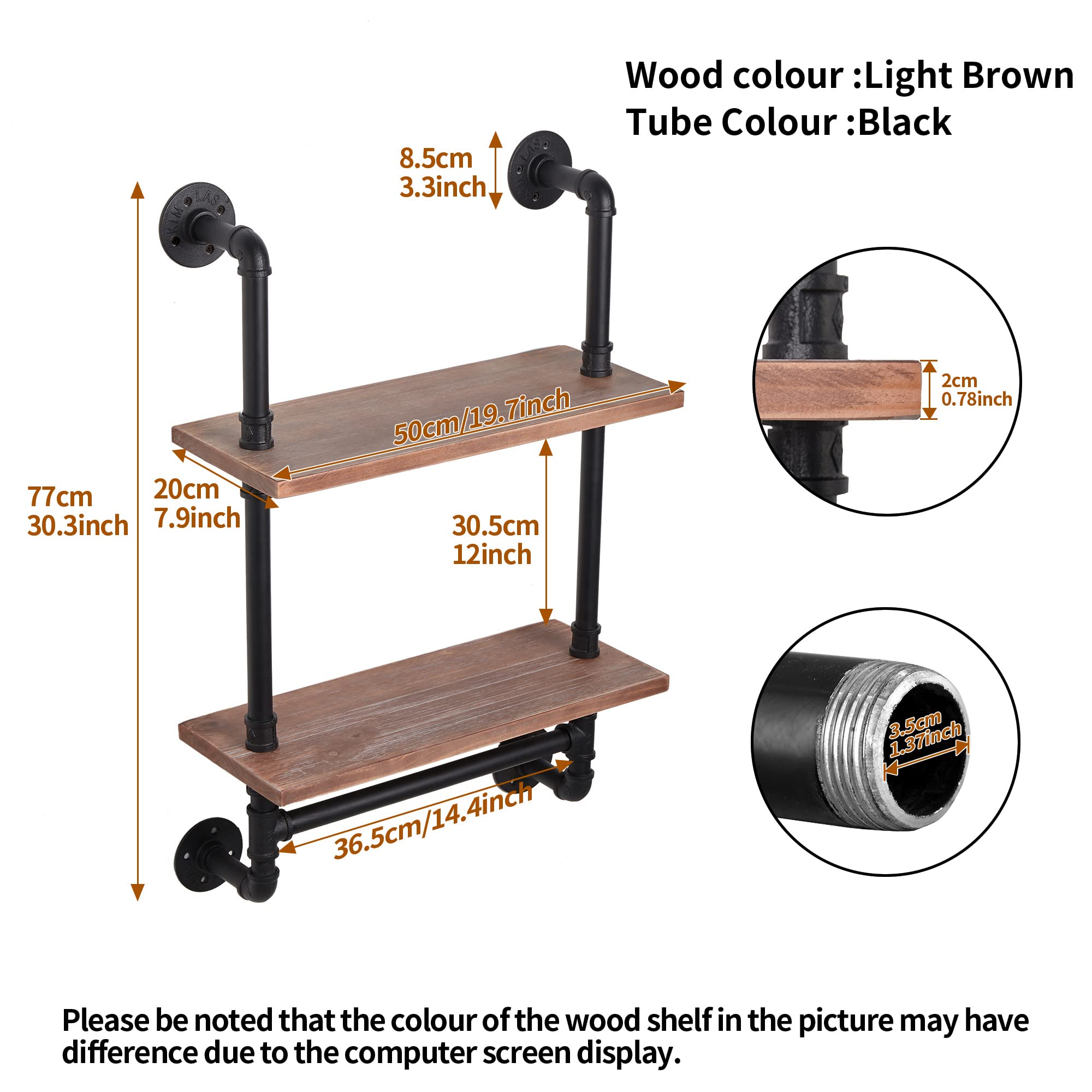 Buy Rogmars Industrial Pipe Shelf Floating Shelves Bathroom,Industrial