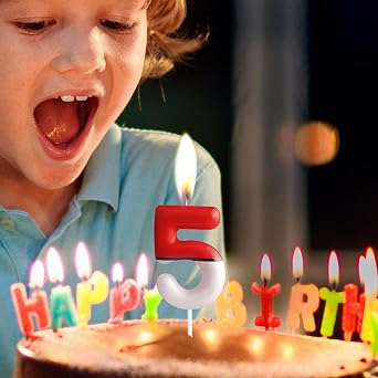 Zi Lan Red White Birthday Cake Candle Anime Number 7 Candles 7th Birthday Cake Topper for Cartoon Theme Party Anime Decorations Supplies Favors Gifts