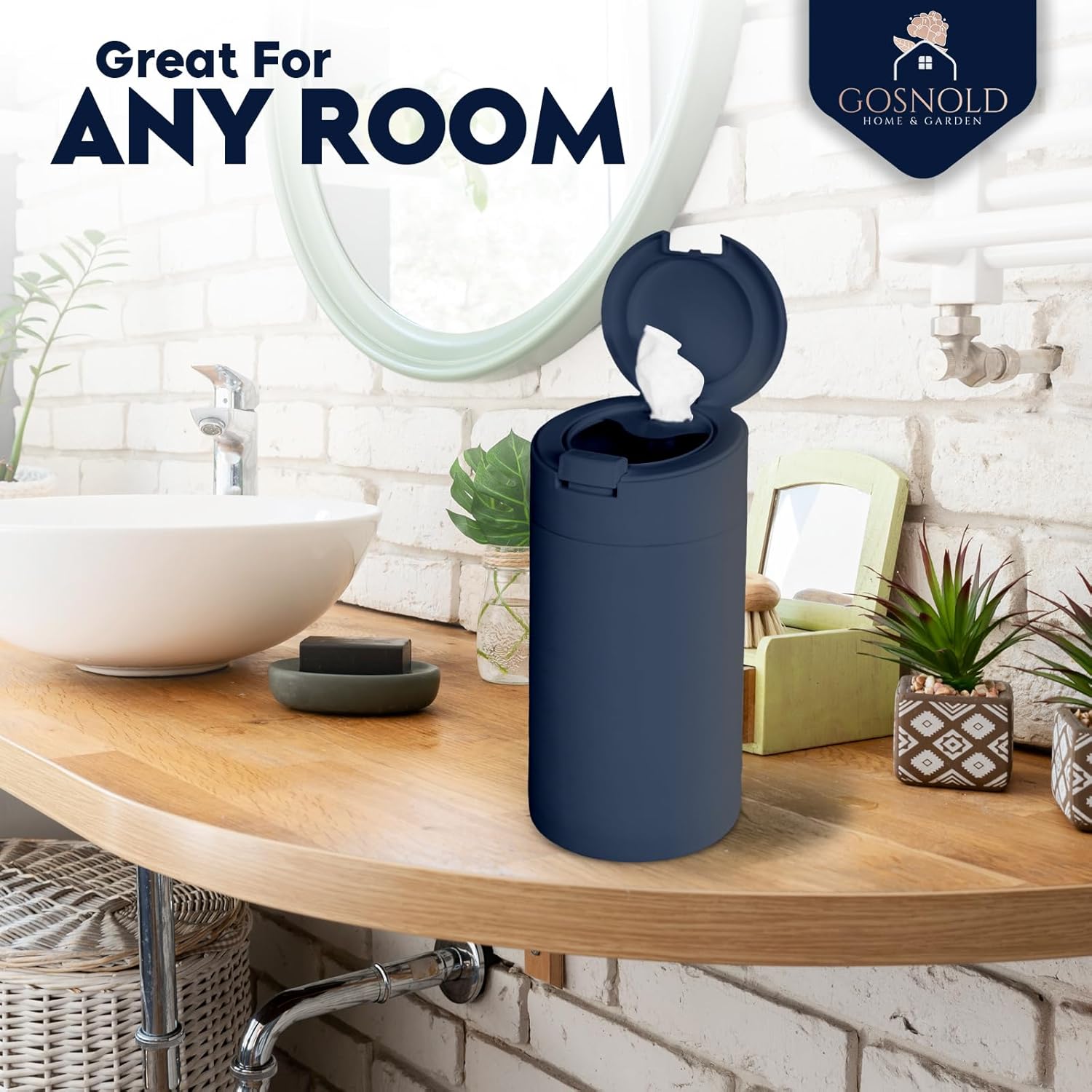 Extra Large Refillable Disinfecting Wet Wipes Dispenser (Navy Blue) | Fits Clorox, Lysol, Bleach, Sanitizing | Durable Reusable Wipes Holder for Kitchen, Bathroom, Office | Gosnold Home & Garden