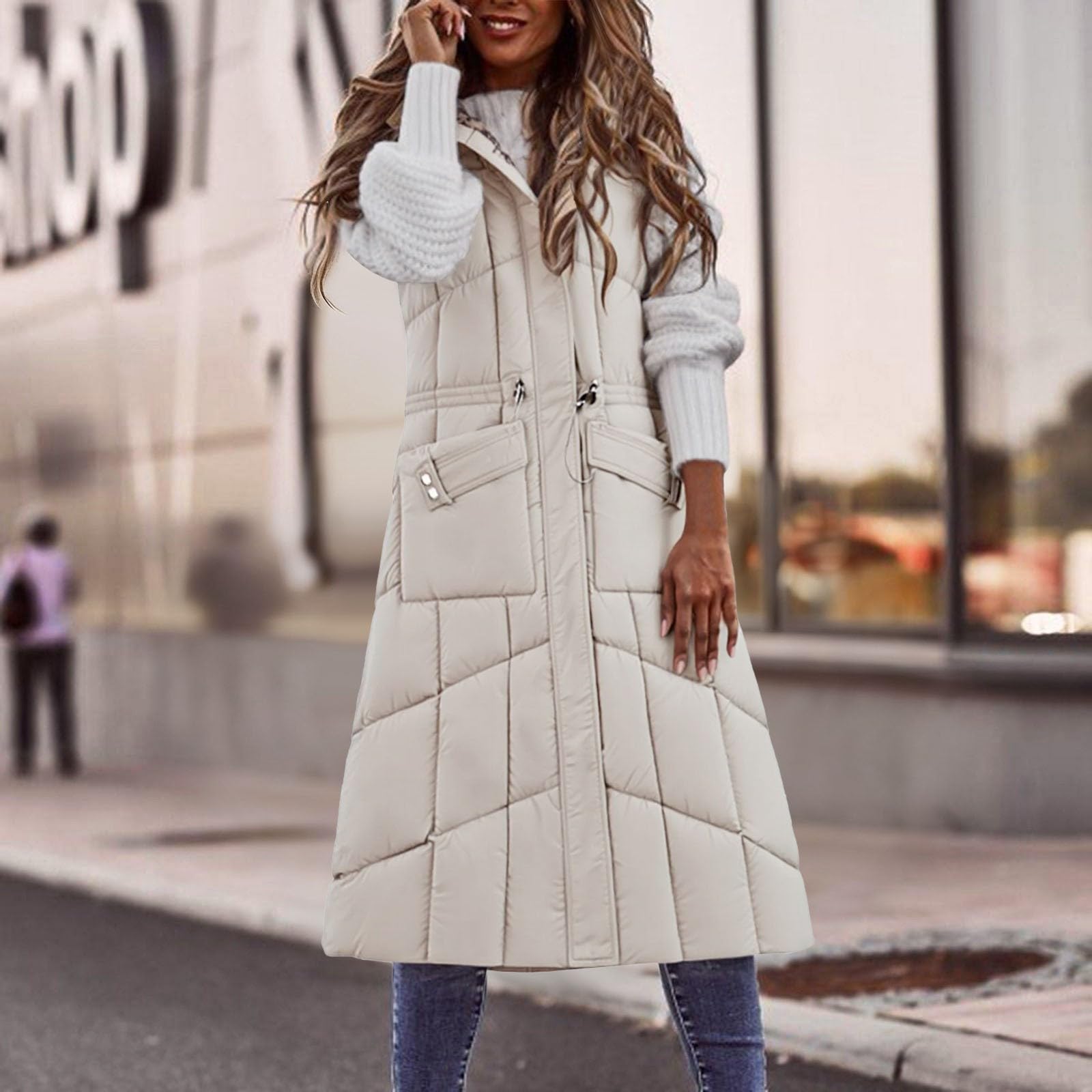 Genérico Plumas Corto Mujer,Abrigo De PlumóN Reversible Sin Mangas Largo Para Mujer Chaqueta Acolchada CáLida De Talla Grande Para Invierno