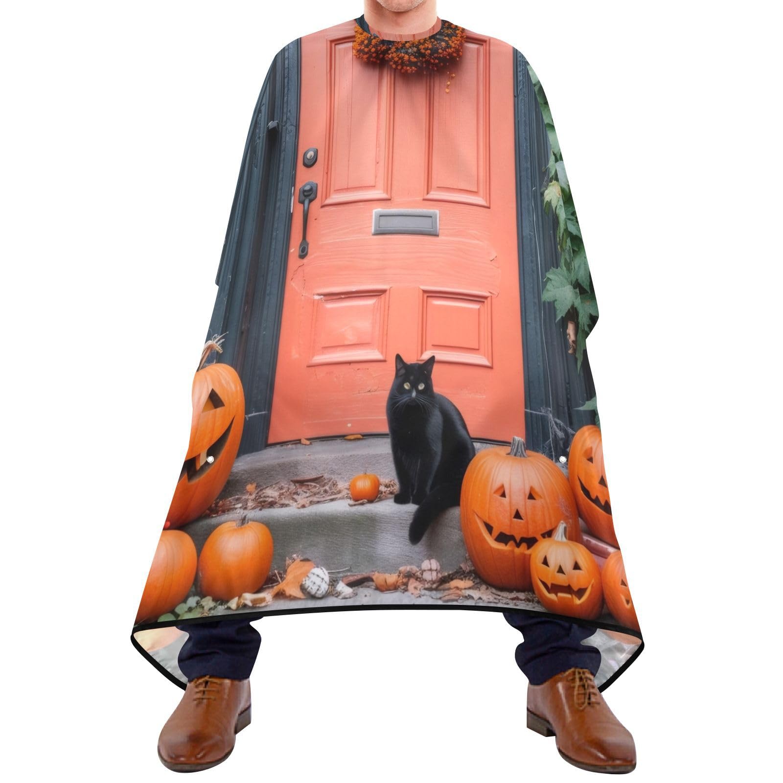 Takiito Halloween Door Barber Cape for Men, Waterproof Haircut Cape Hairdressing Cape Beard Apron Cape for Salon Home Use, 55x65 in