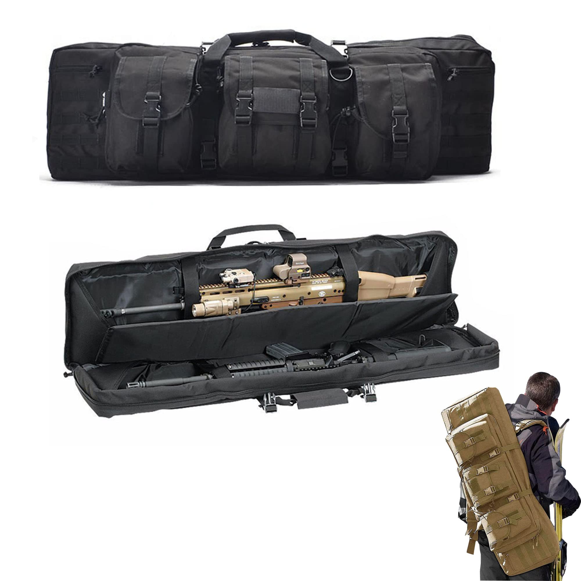 Buy XVBVS Double Case, Long Bag Pistol Airsoft Case Backpack Firearm
