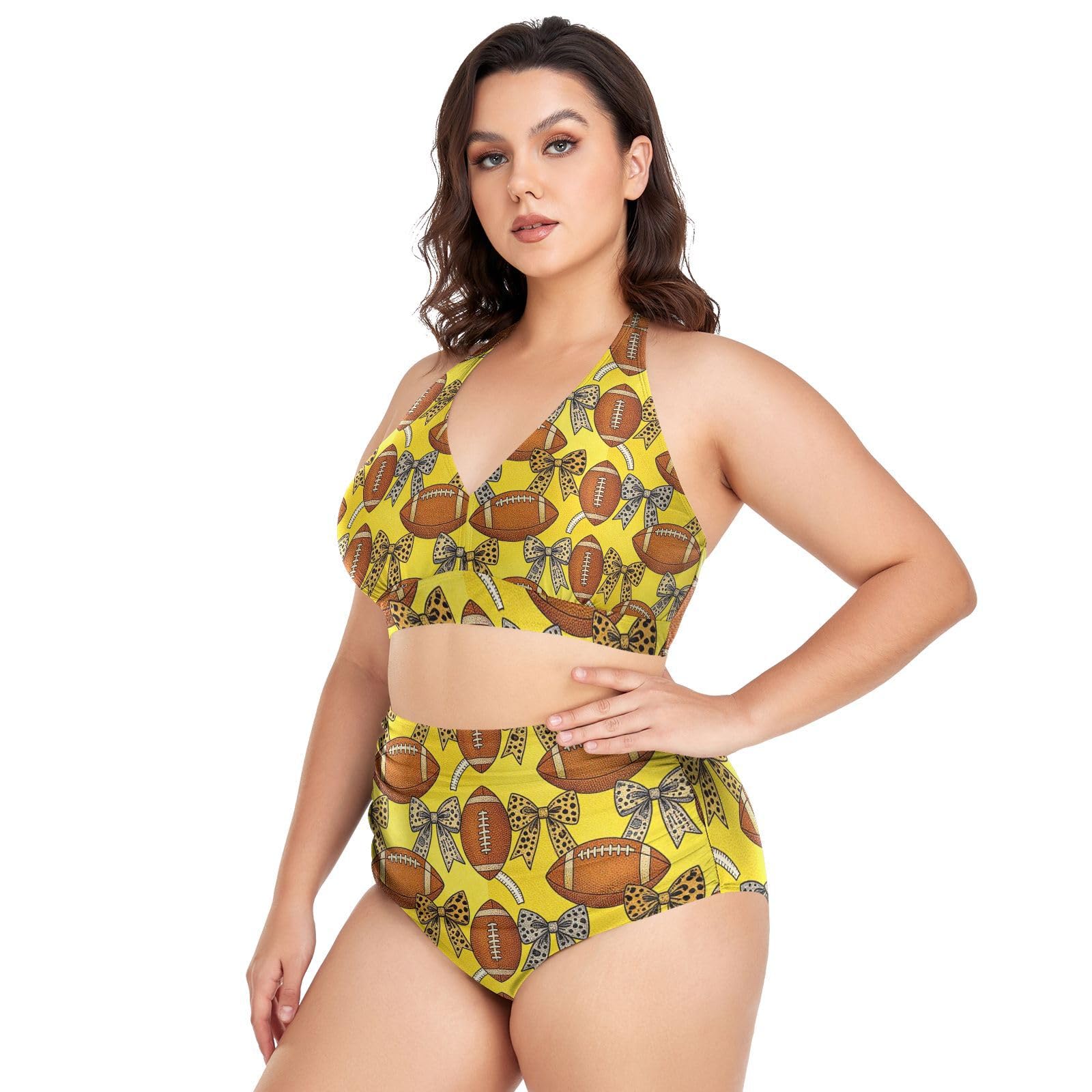 FRODOTGV Curvy - Costume da bagno a due pezzi da donna, taglia L-4XL