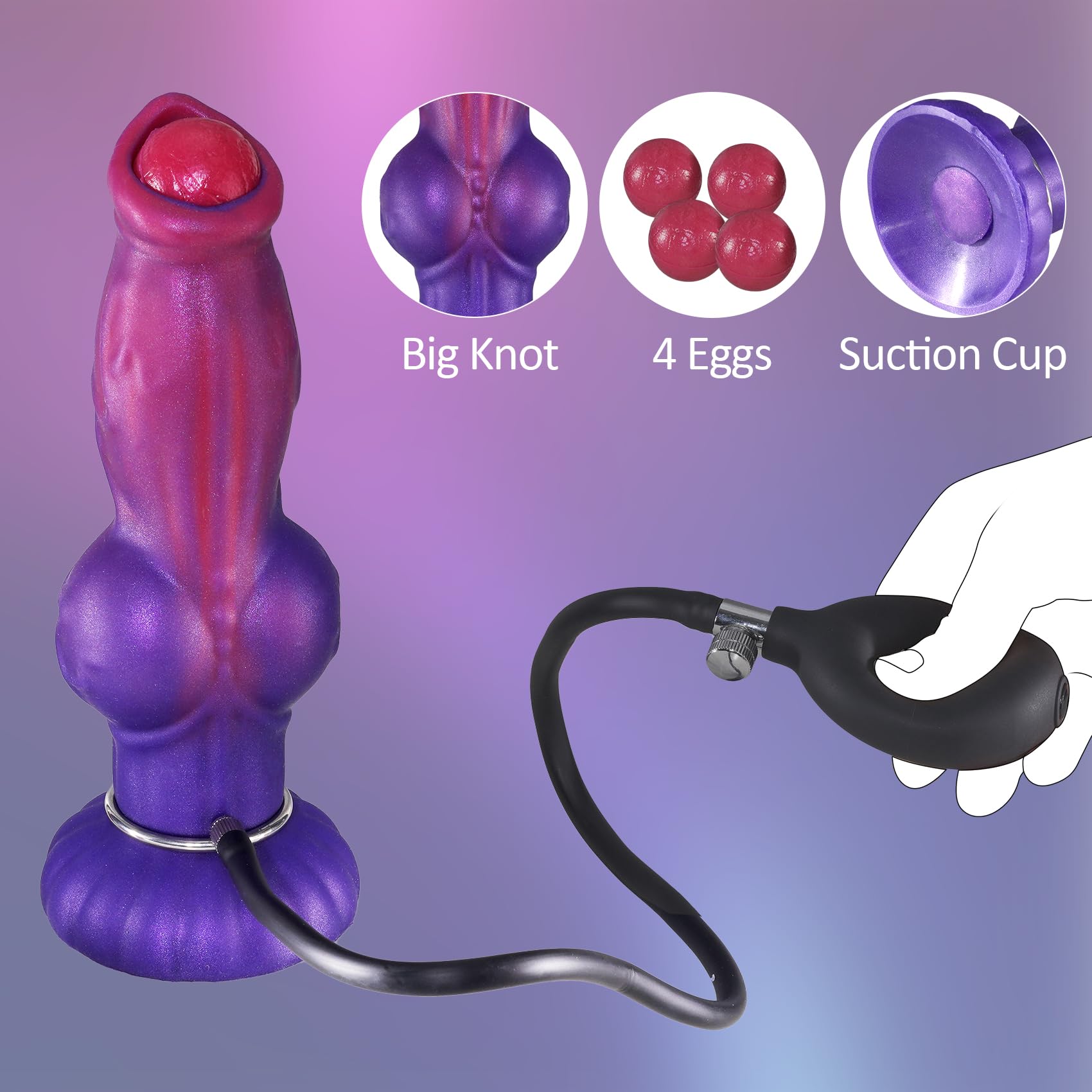 23cm Monster Legebohrer Dildo mit 4 Eiern, Fantasie Knoten Dildos