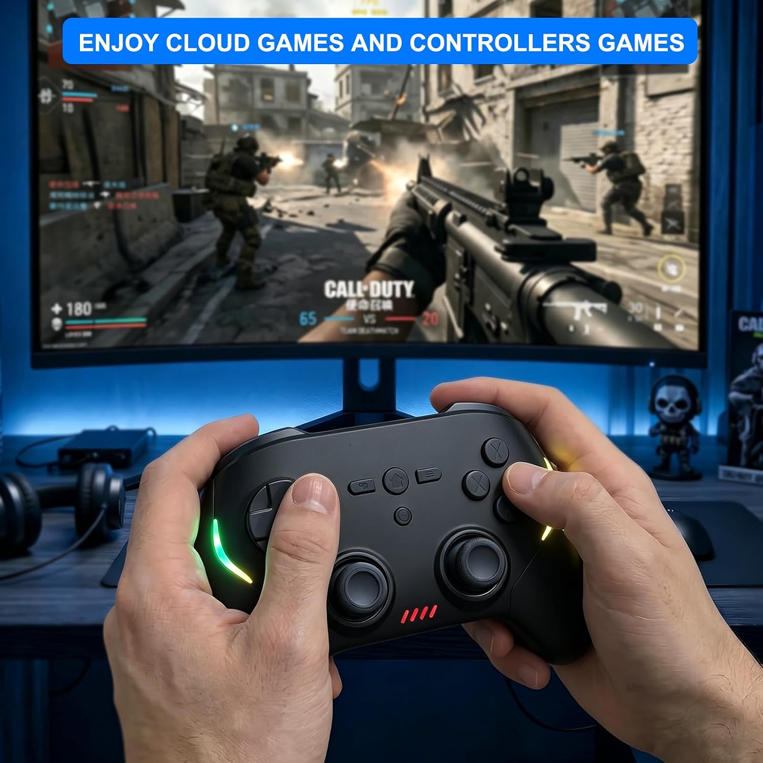 Wireless Gaming Controller for Android/iPhone/iPad/iOS/Tablet/Windows PC/Switch 2, Bluetooth Mobile Phone Gamepad with Hall Joysticks/Hall Triggers/RGB Lights/Vibration/Six-Axis Gyro/Xbox Cloud Game