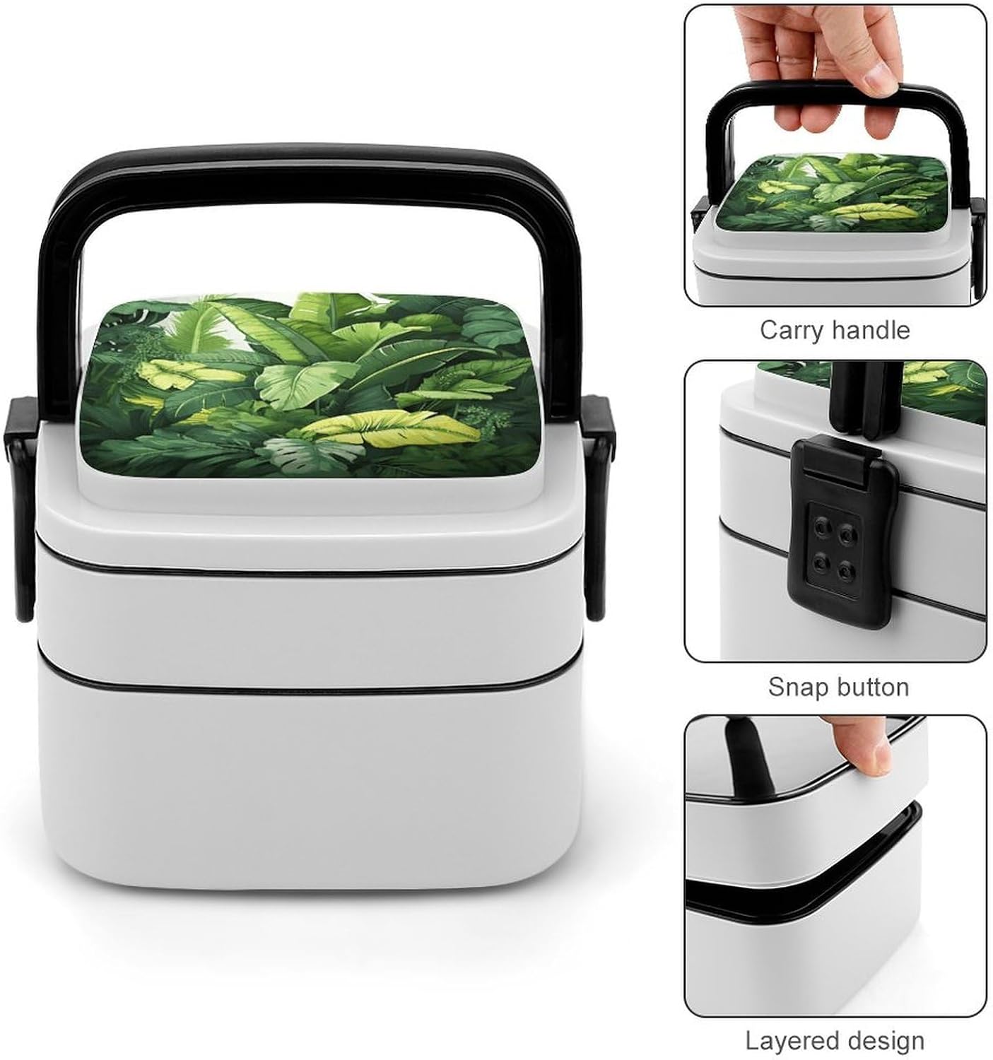 Cute Banana Leaves Bento Box Large Capacity Double Layer Lunch Boxes Portable Leakproof Meal Box Stackable Lunch Container For Work Picnic Camping