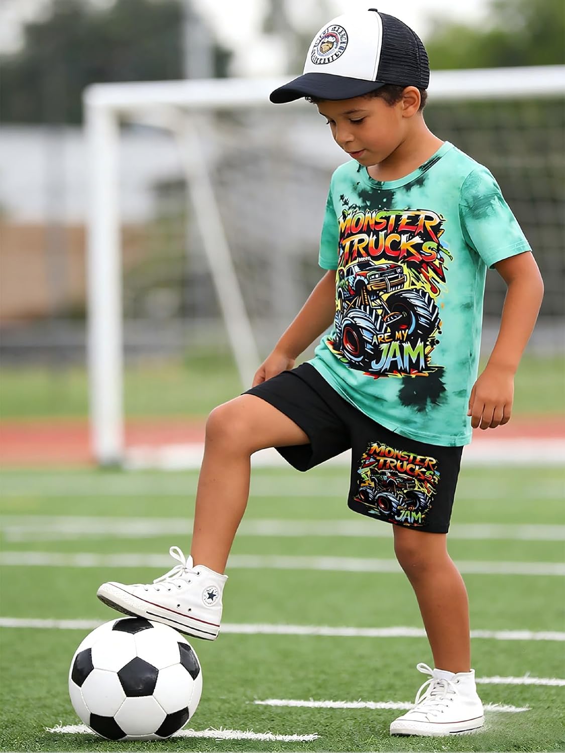 Boys Clothes 2-Piece Summer Outfit 3D Car Print Tie-Dye T-Shirt & Elastic Waist Shorts for Kids Clothing Set 5-11Y - Image 4