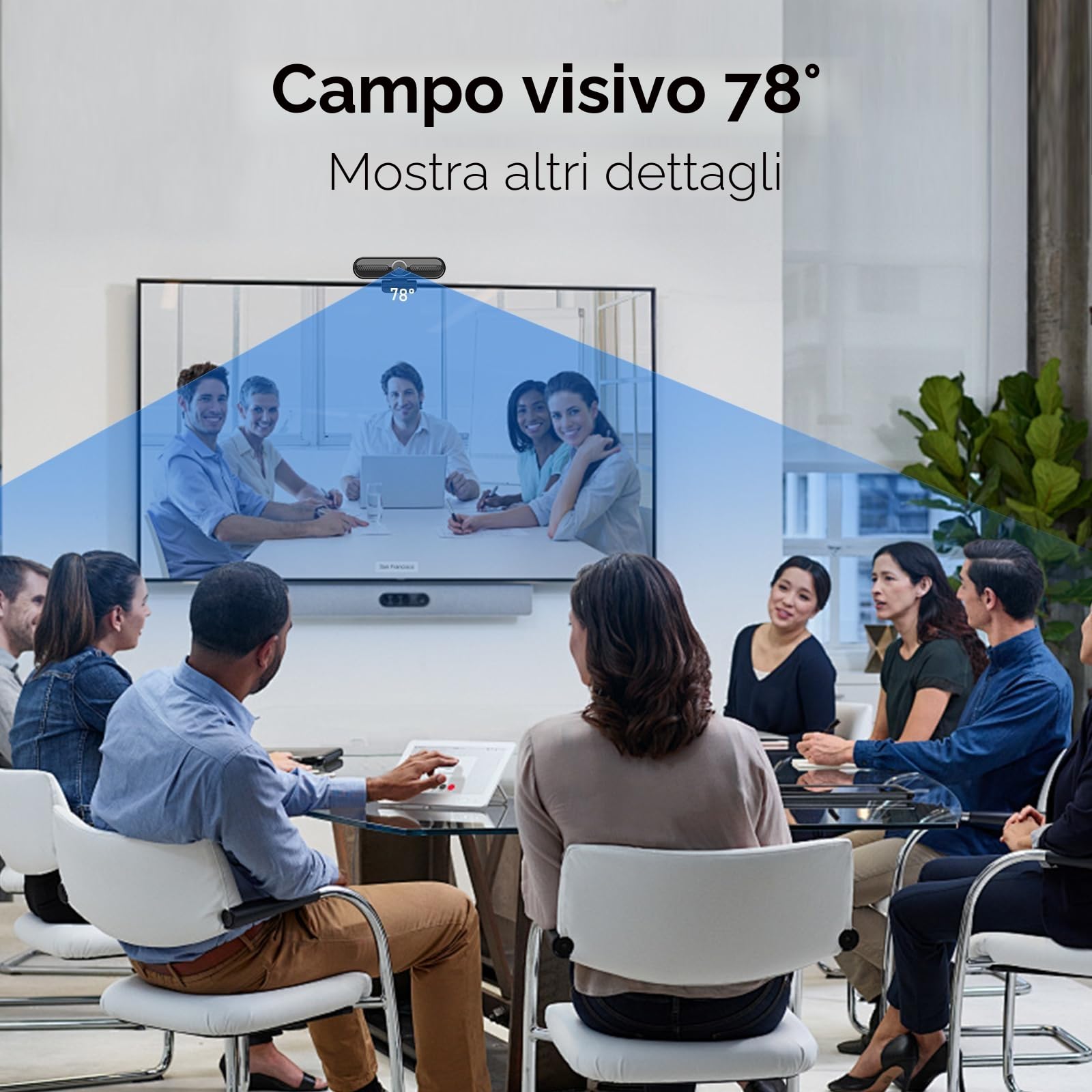 W4DS 2K Webcam, HD Webcam PC con Microfono, Autofocus, 78° View, Plug&Play, Microfono Riduzione Rumore, Protezione della privacy, USB Webcam per Videochiamate, Conferenza, Studio e Streaming
