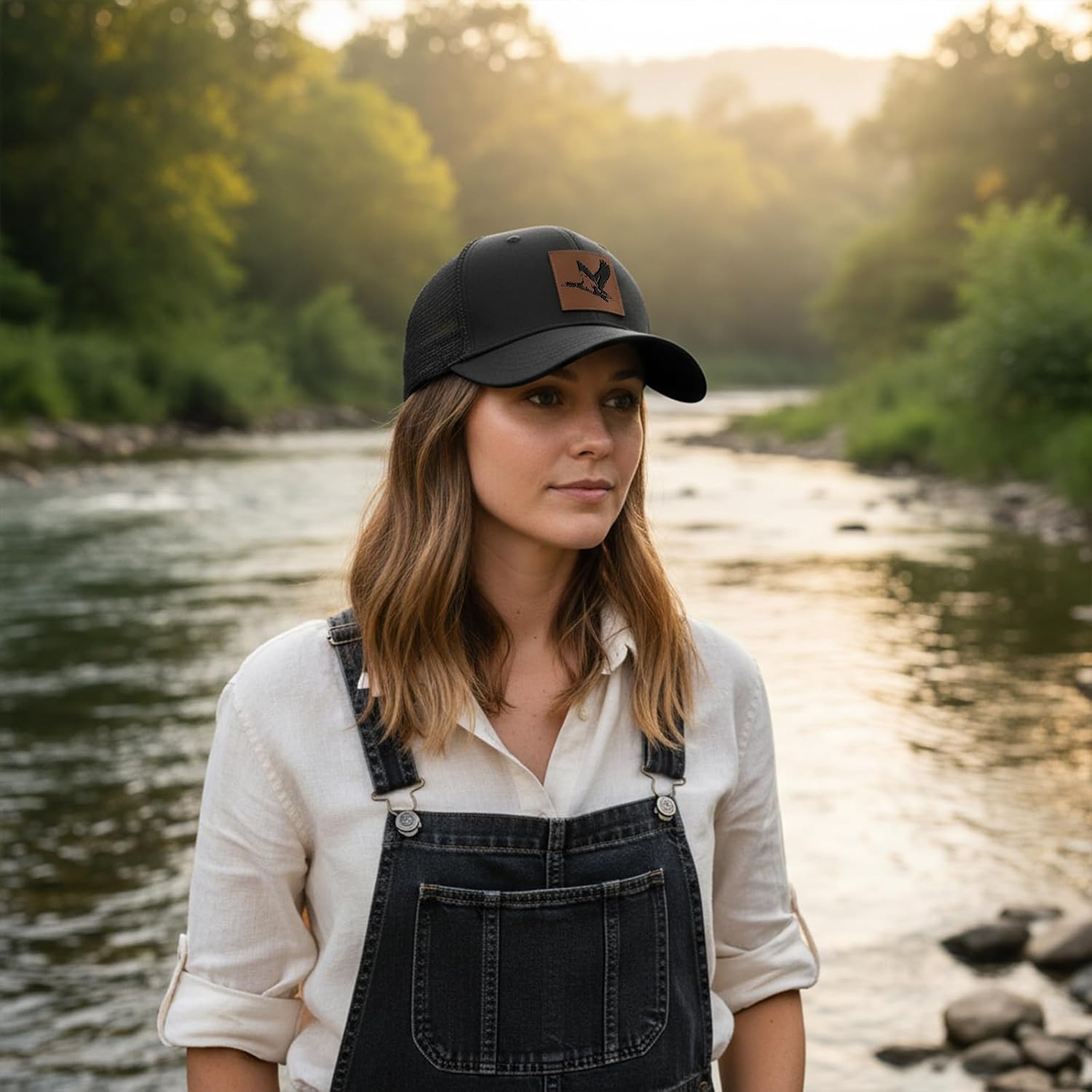 Leather Patch Trucker Hat-Adjustable Baseball Caps,Snap Back Trucker Cap Gift for Men Women Accessory - Image 5