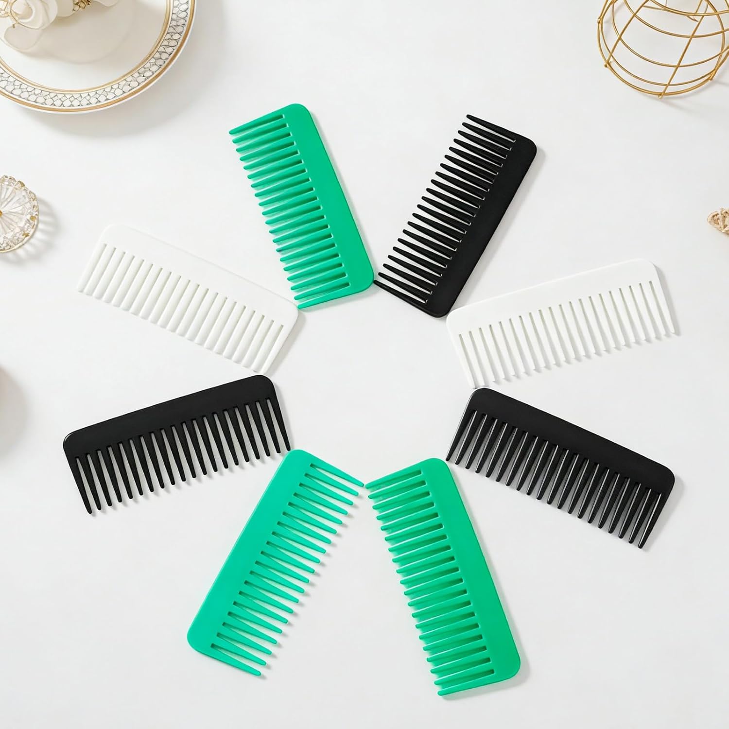 HOFASON 105 Pcs Wide Tooth Combs Bulk for Women, Curly Wet Hair Large Disposable Combs 6.1 Inch for Girls Teen Men Travel Hotel Homeless Charity Church Nursing Home(Black, White, Green)
