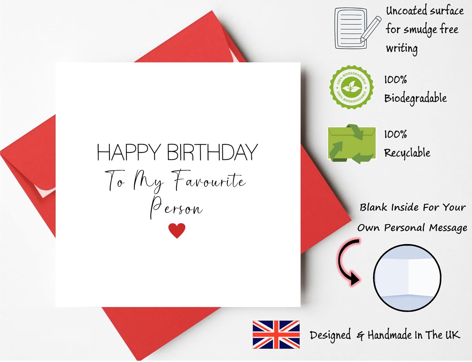 Printperfect - Boyfriend Birthday Card - Husband Birthday Card - 'Happy Birthday To My Favourite Person' - I Love You Gifts For Him or Her - Sweet Birthday Cards for Wife Girlfriend Partner - View 8