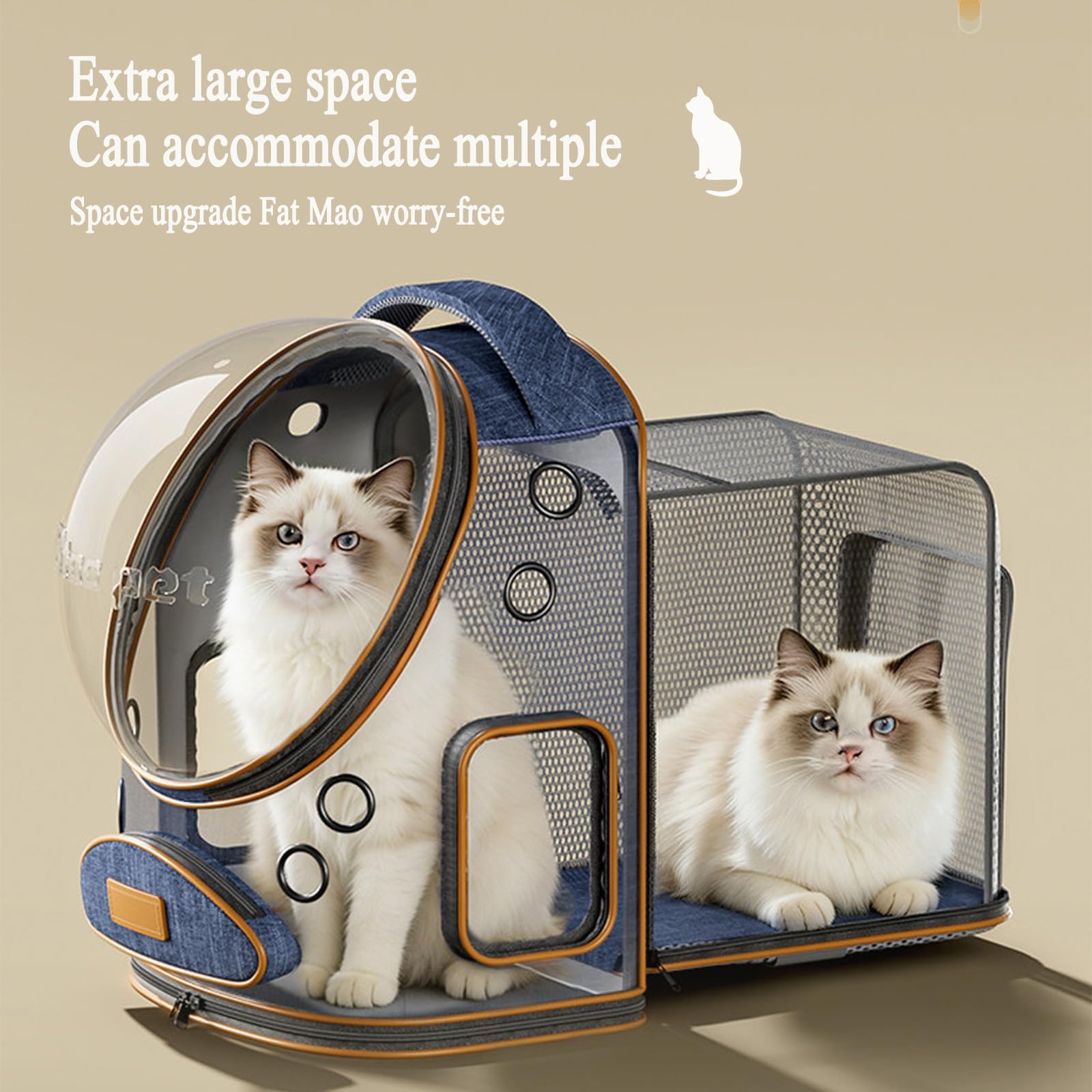 Groß Erweiterbar Katzenrucksack Hunderucksack, Tragbarer Reise-Rucksack fur Haustiere,Weltraumkapsel-Design, für Katzen und Hunde bis 8-10kg (rosa, Ohne Spurstange)