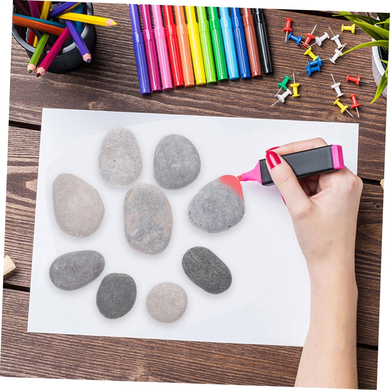10pcs Hand Painted Stone Rocks Rock Painting Kit Smooth Pebbles for Crafts Stones for Crafts Natural River Stones Crafts Making Painting Stones DIY Stones Drawing Pebbles STOBOK