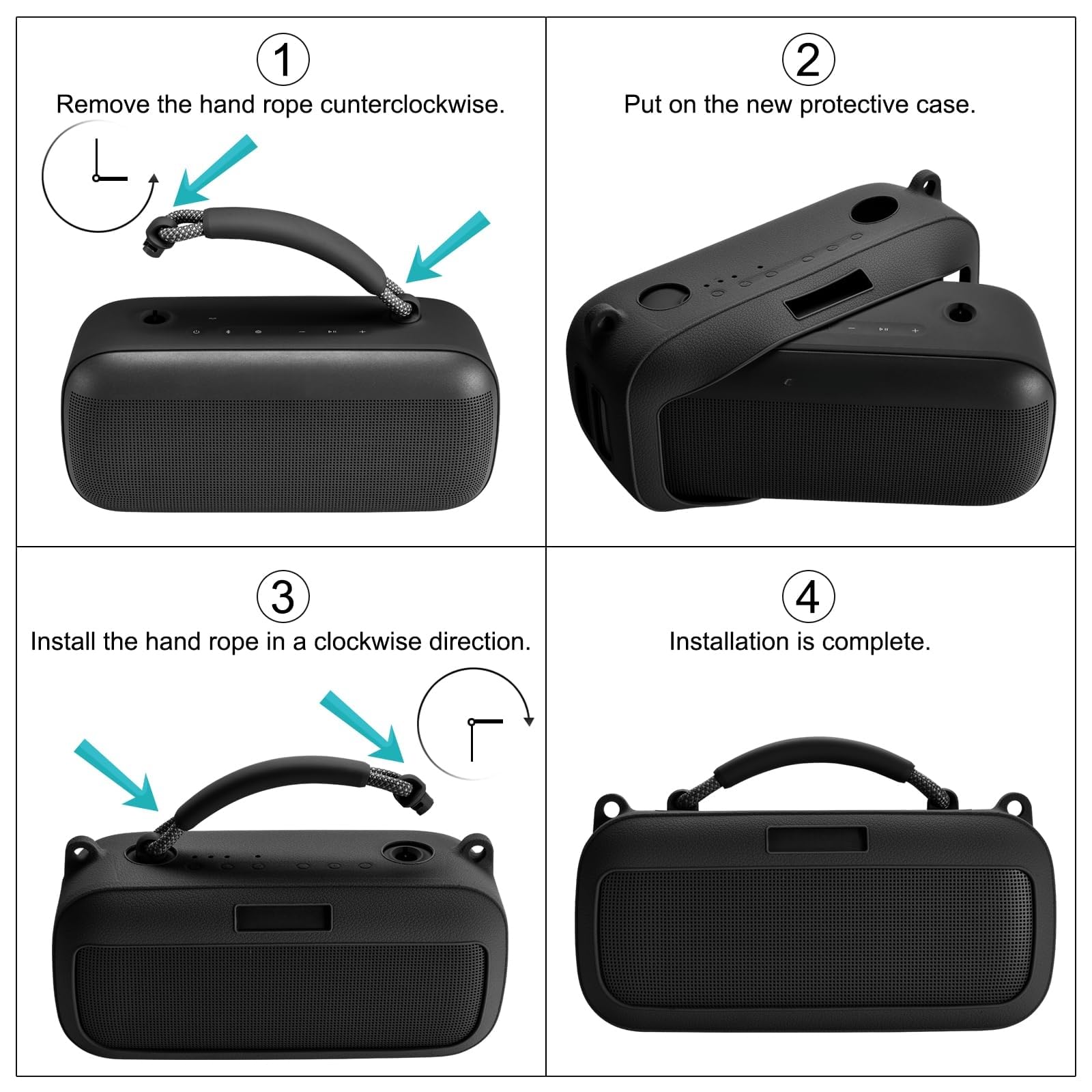 Custodia Protettiva In Silicone Per Bose SoundLink Max Con Tracolla - Copertura Antiurto E Antigraffio, Colore Nero (Include Cinghia Regolabile)