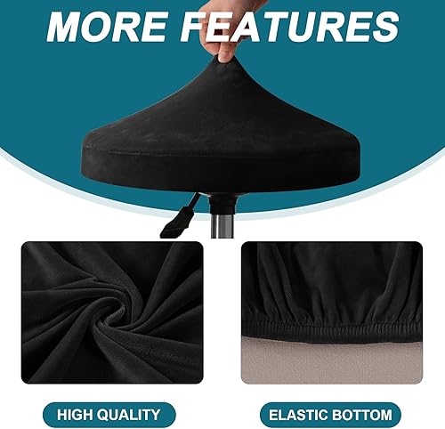 Miniatura 5 de Turquoize Fundas redondas para taburetes de bar, lujosas fundas de terciopelo para taburetes de bar, paquete de 2 fundas de cojín impermeables,