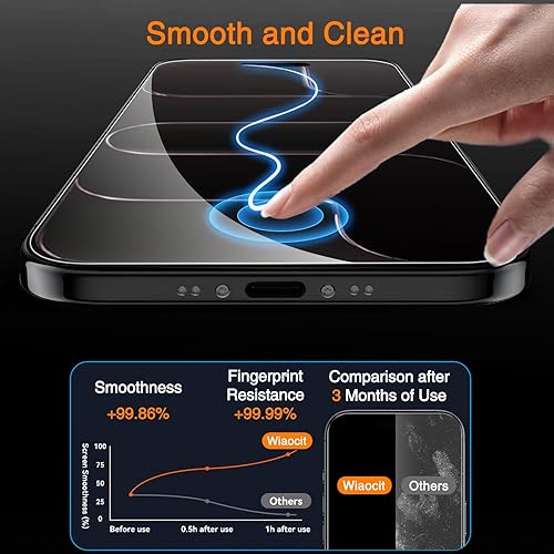 Miniatura 4 de Wiaocit Paquete de 3 protectores de pantalla de vidrio templado para iPhone Air, dureza 9H, sin burbujas, compatible con fundas