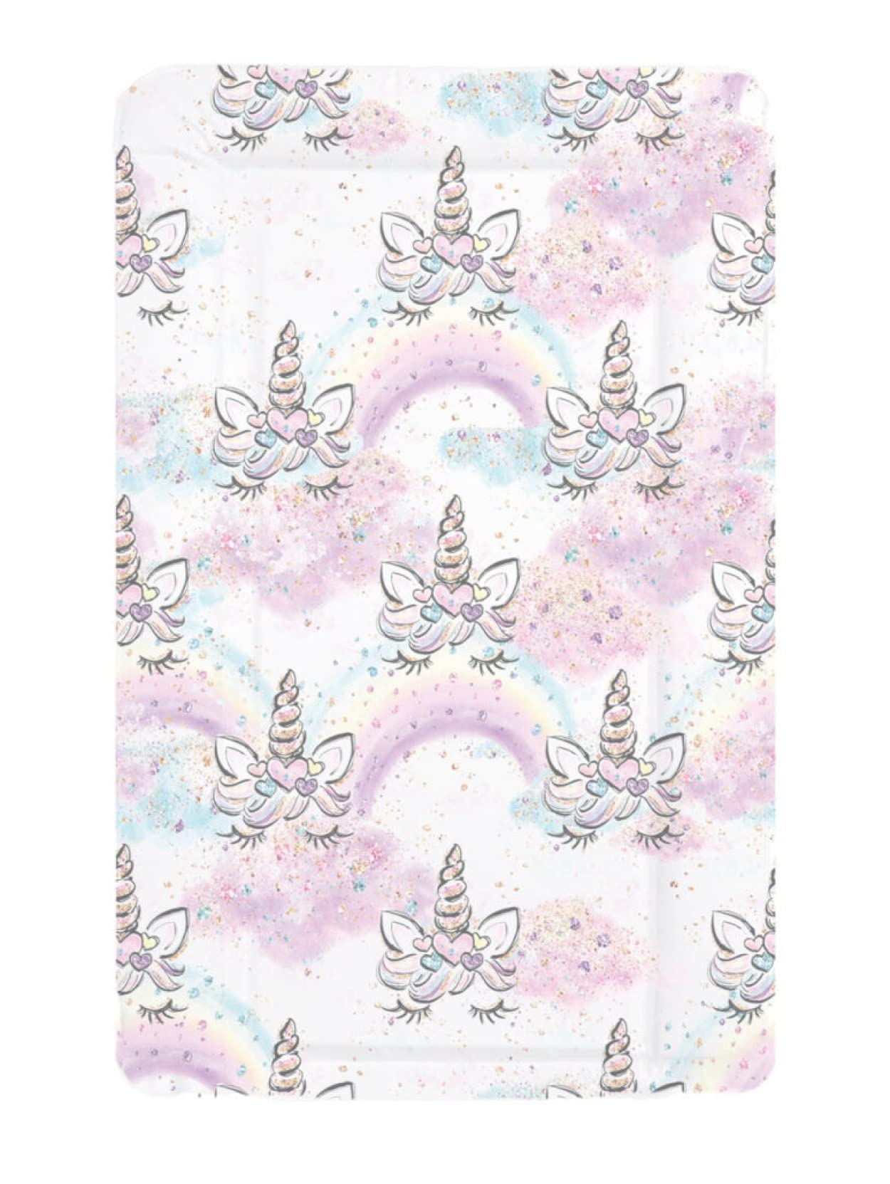 Baby Nursery Waterproof Soft Padded Changing Mat Raised Soft Edges Easy Wipe Clean Nappy Change Pad Cute Lovely Animal Design for Girl Boy (Sleepy Unicorn) — image 1