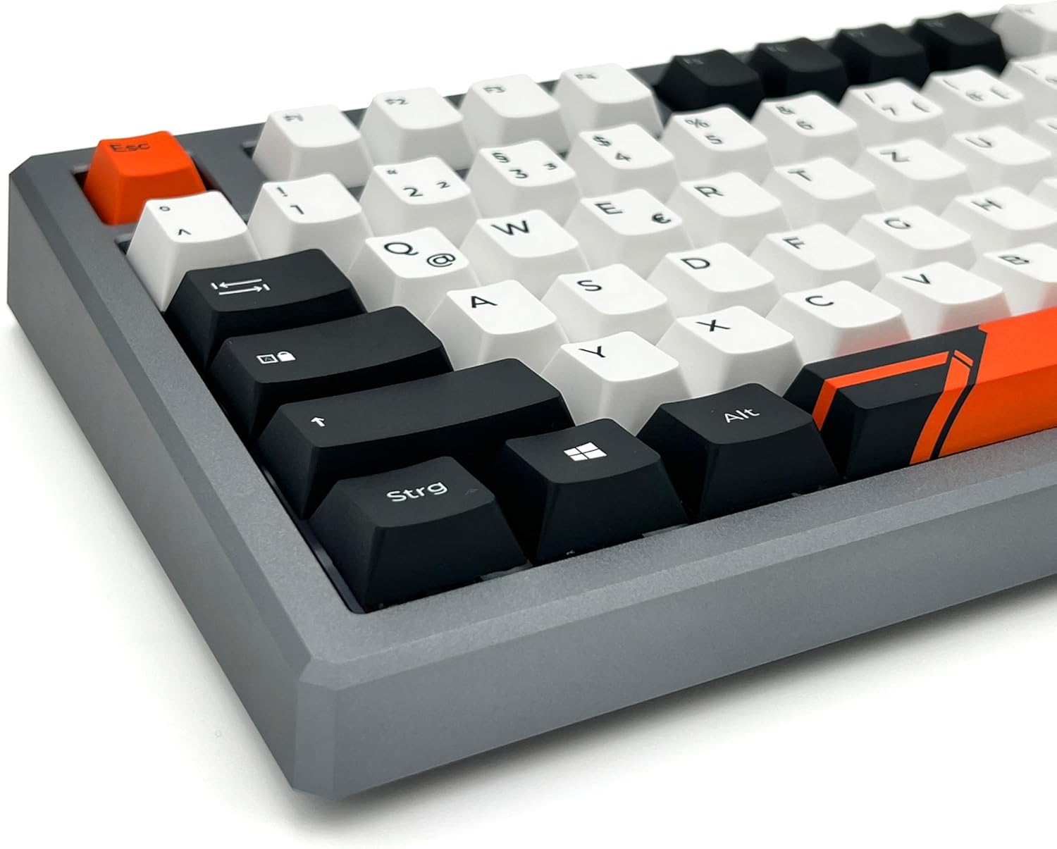 Keyoo Keyboards Deep Shot Keycaps – ISO/ANSI-DE Layout | PBT Dye-Sub | Hochwertige Keycaps für mechanische Tastaturen (Cherry MX) – Weiß/Orange