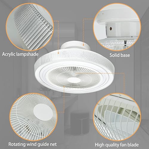 Miniatura 4 de GESUM Ventilador de techo con luces ventilador de techo RGB de perfil bajo de 20 pulgadas con control remoto ritmo musical y atenuación LED de color