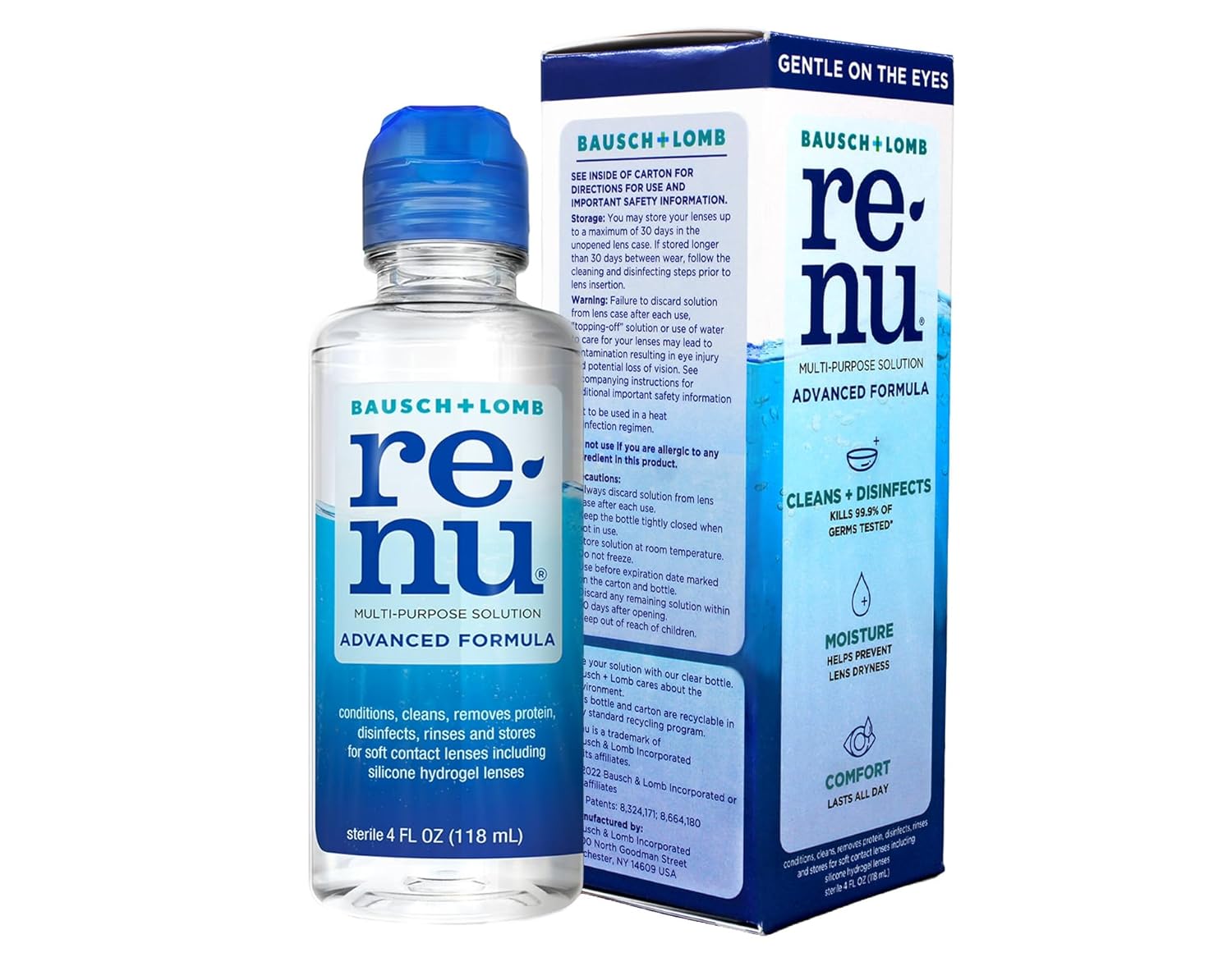 Renu Contact Lens Solution Advanced Formula Multipurpose Lens Cleaner for Eye Contacts Cleaning Moisturizing and Disinfecting Care for