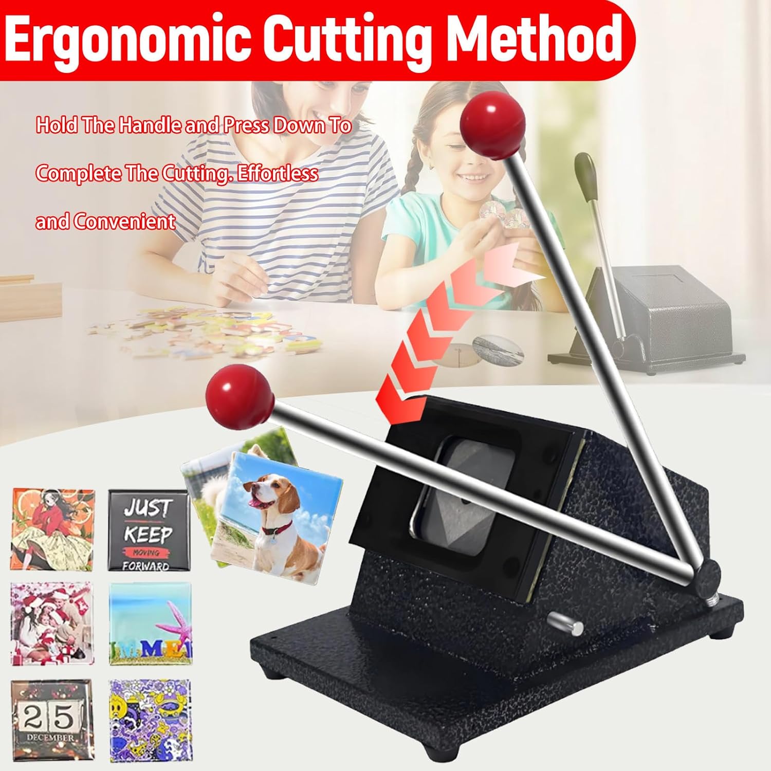 Fridge Magnet Button Maker Machine, 2x2inch Square Magnets Maker, 50mm Metal DIY Badge Pin Maker Machine, for Home School DIY Crafts, Business. B/3.2x3.2in