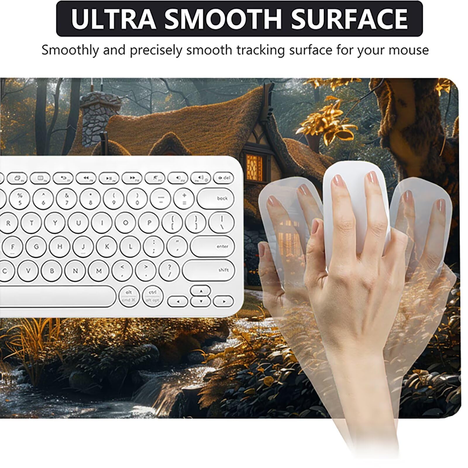 Bosque Alfombrilla Ratón Gaming XXL 1500 x 800 mm, Alfombrilla Gaming Verde Mousepad con Base de Goma Antideslizante Impermeable Desk Mat para Teclado y Raton Accesorios Gaming, Regalos de Hombre 4-B