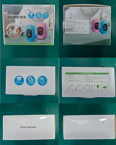 Miniatura 9 de Oxímetro de pulso para niños, monitor de oxígeno HOLFENRY para bebés, punta de dedo, oxímetro de pulso para niños, pantalla grande, incluida con