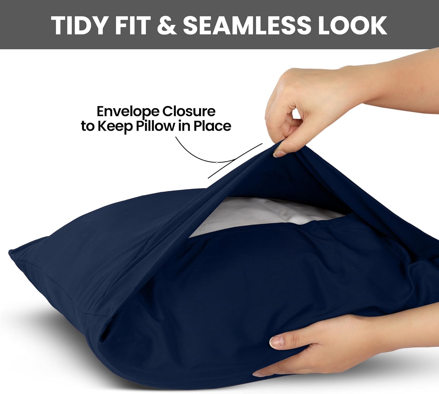 Utopia Bedding King Pillow Cases - 2 Pack - Envelope Closure - Soft Brushed Microfiber Fabric - Shrinkage and Fade Resistant Pillow Covers King Size 20 X 40 Inches (King, Navy) - Image 3